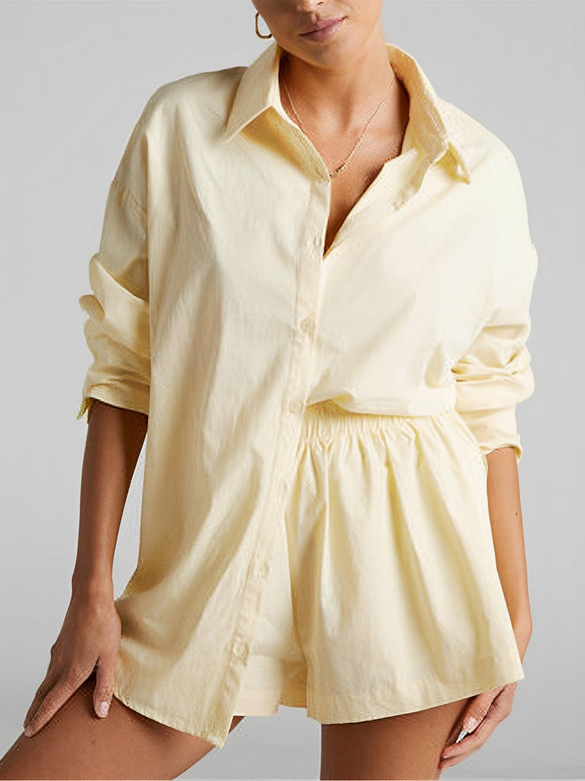 Set med korta byxor i bomull, två delar