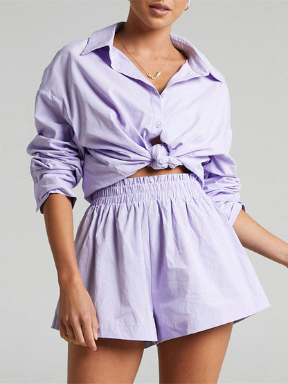 Set med korta byxor i bomull, två delar