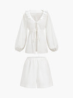 Set de pantaloni scurți din bumbac și in Cowgirl Melody, două piese