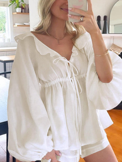 Set med kortbyxor i bomull och linne Cowgirl Melody, två delar