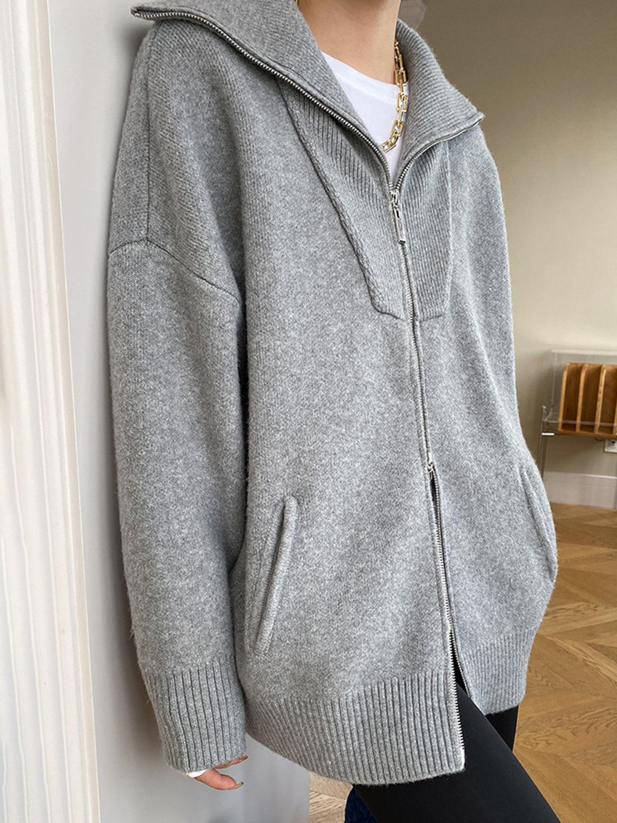 Cardigan Oversized cu Guler Deschis
