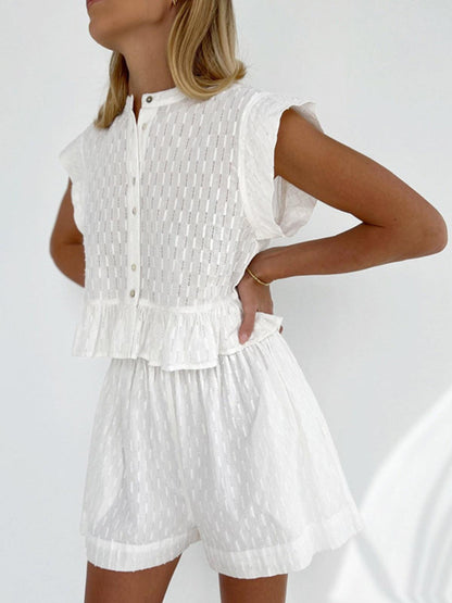 Set med kortbyxor i bomull med kort ärm