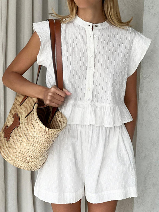 Set med kortbyxor i bomull med kort ärm