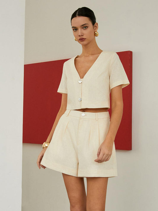 Set av Shorts i Bomull och Lin med Fickor