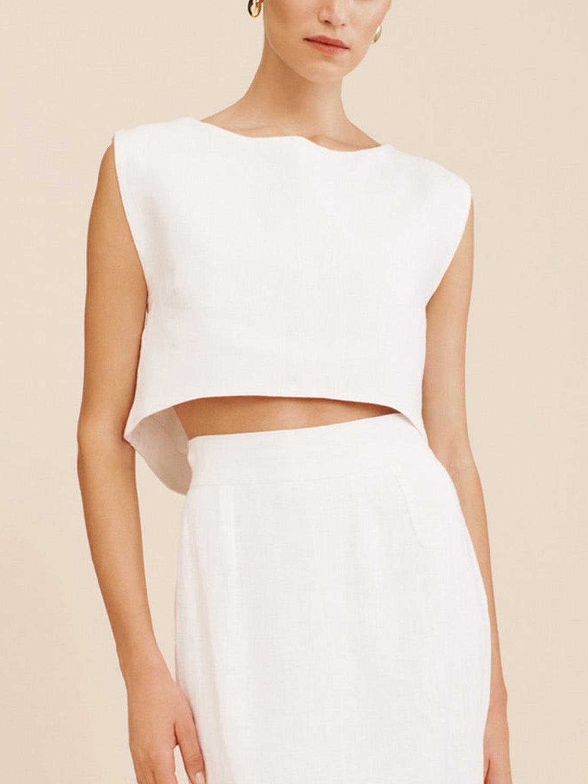 Set med kortärmad topp i solid bomull med shorts