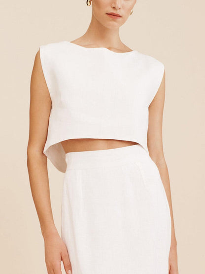 Set med kortärmad topp i solid bomull med shorts