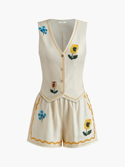 Set med blommönstrade shorts