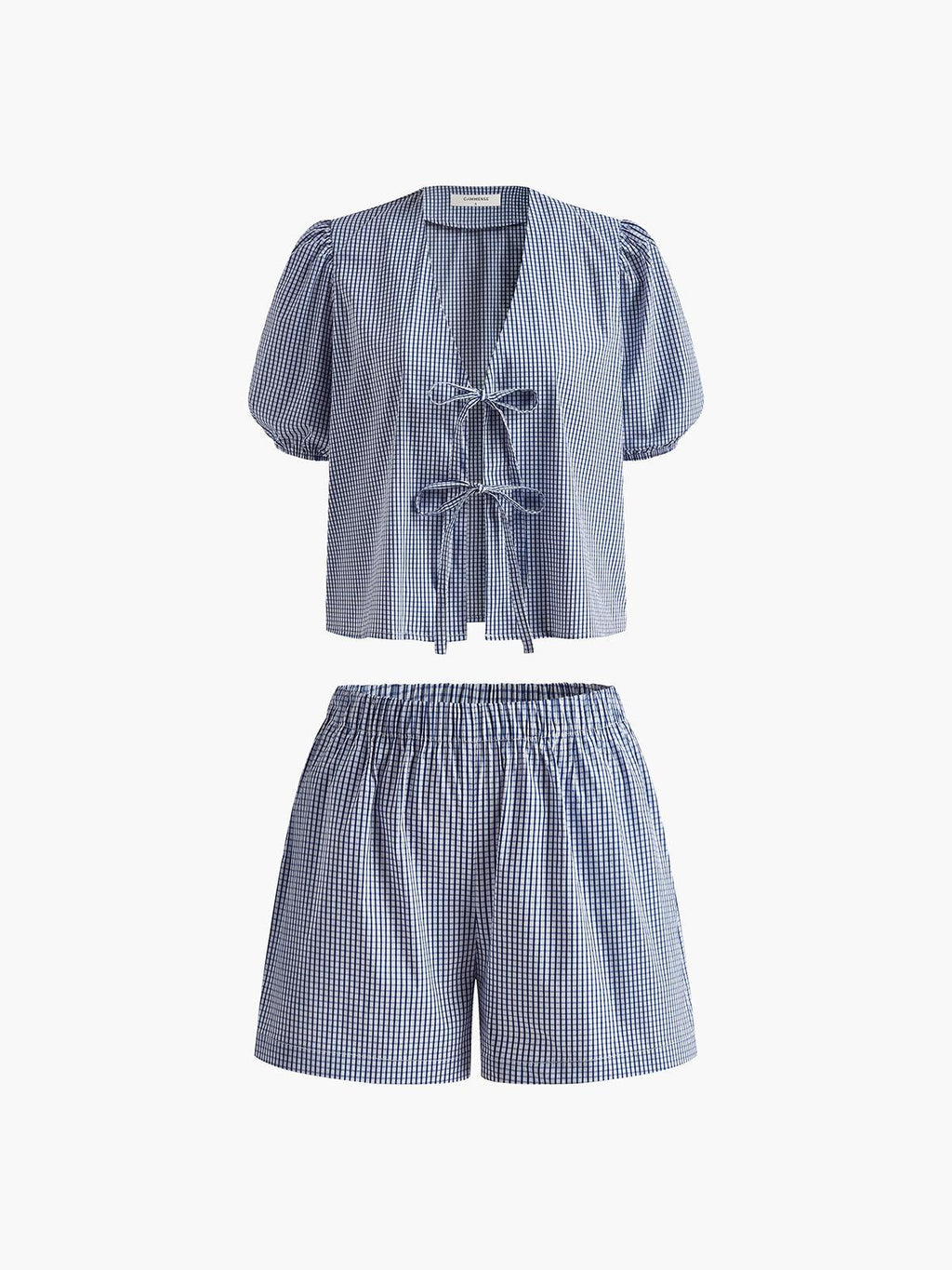 Set de pantaloni scurți cu dantelă în carouri