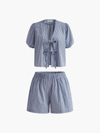 Set de pantaloni scurți cu dantelă în carouri