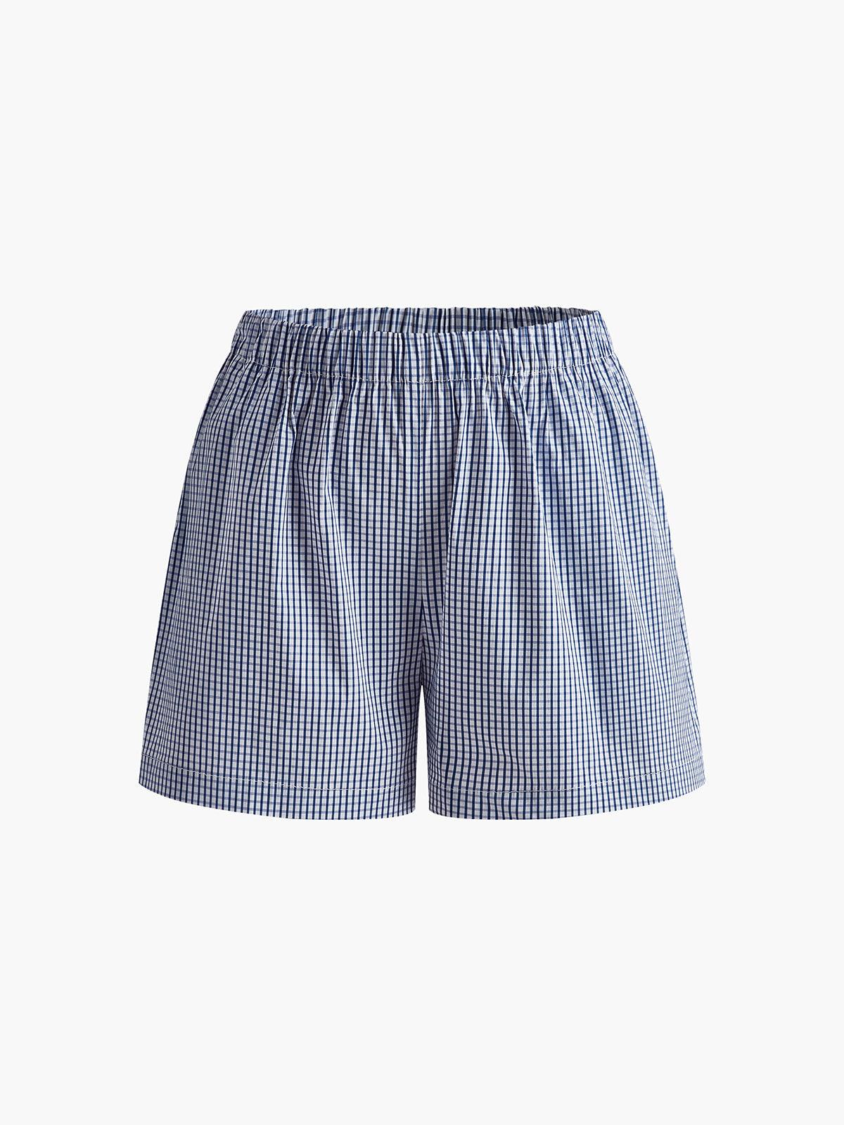Set de pantaloni scurți cu dantelă în carouri