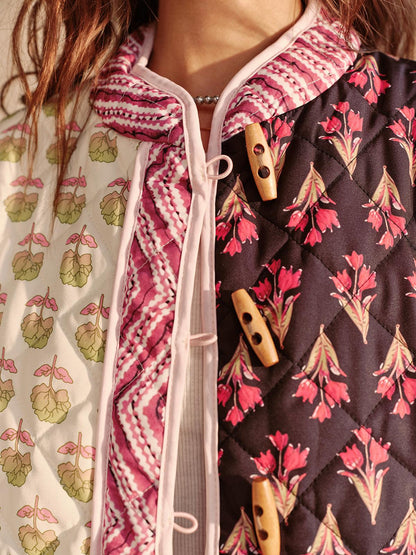 Bohemisk Blommönstrad Vinterkappa