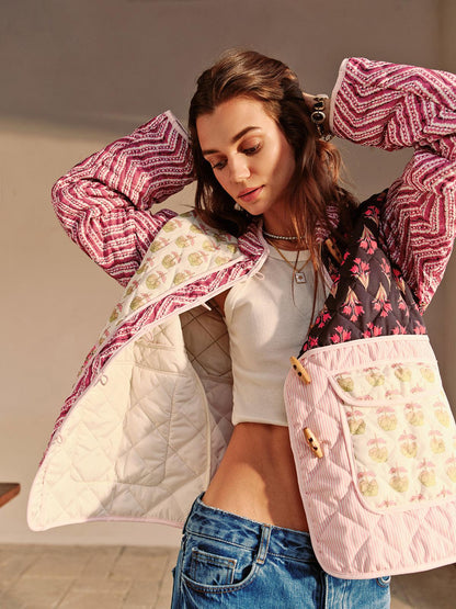 Bohemisk Blommönstrad Vinterkappa