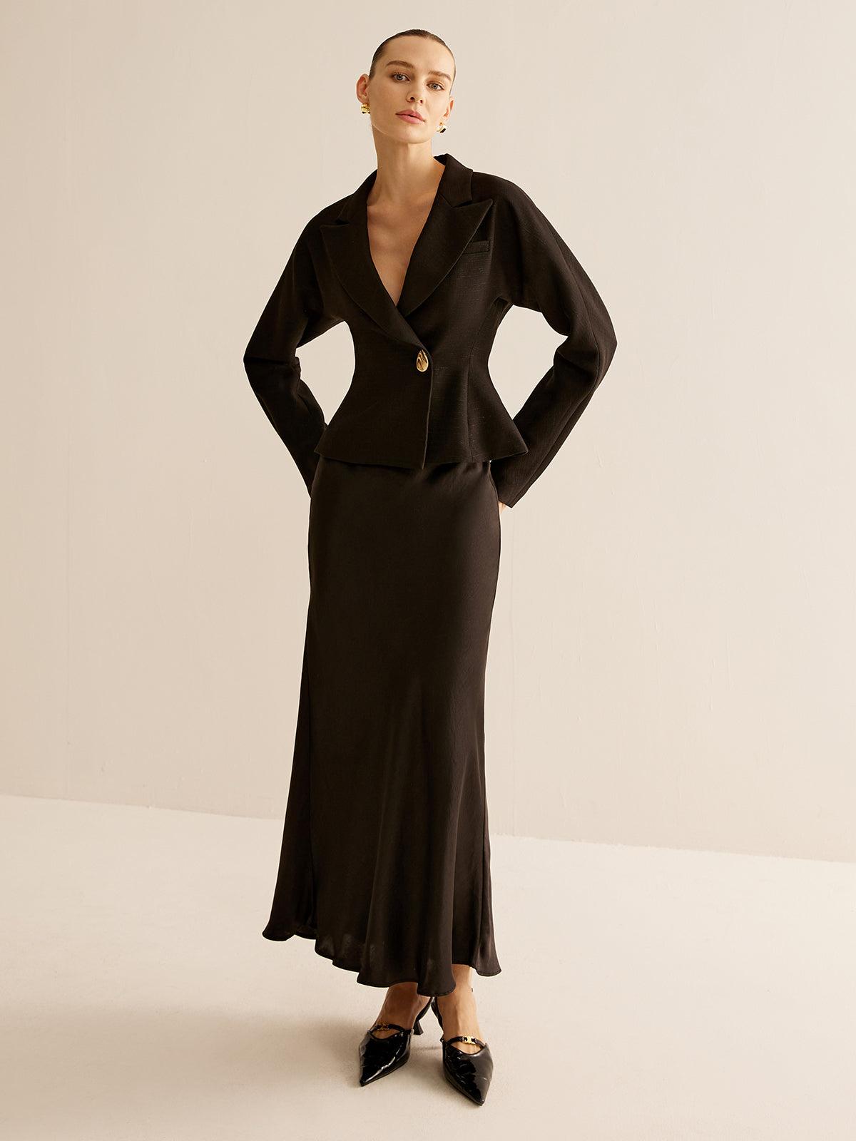 Slim Jacket med Glansig Guldknapp