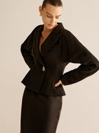 Sacou Slim cu Buton Glossy Aurie