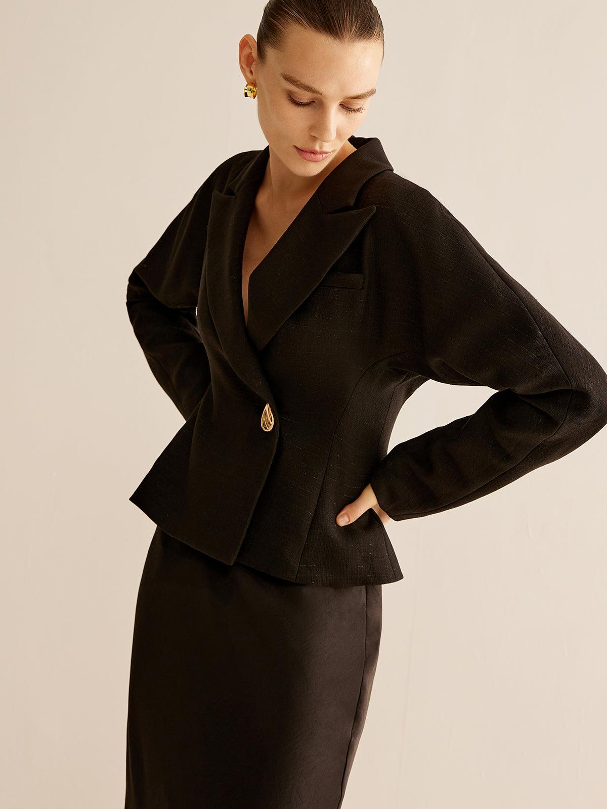 Sacou Slim cu Buton Glossy Aurie
