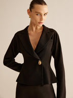 Sacou Slim cu Buton Glossy Aurie