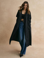 Palton lung casual cu buzunare