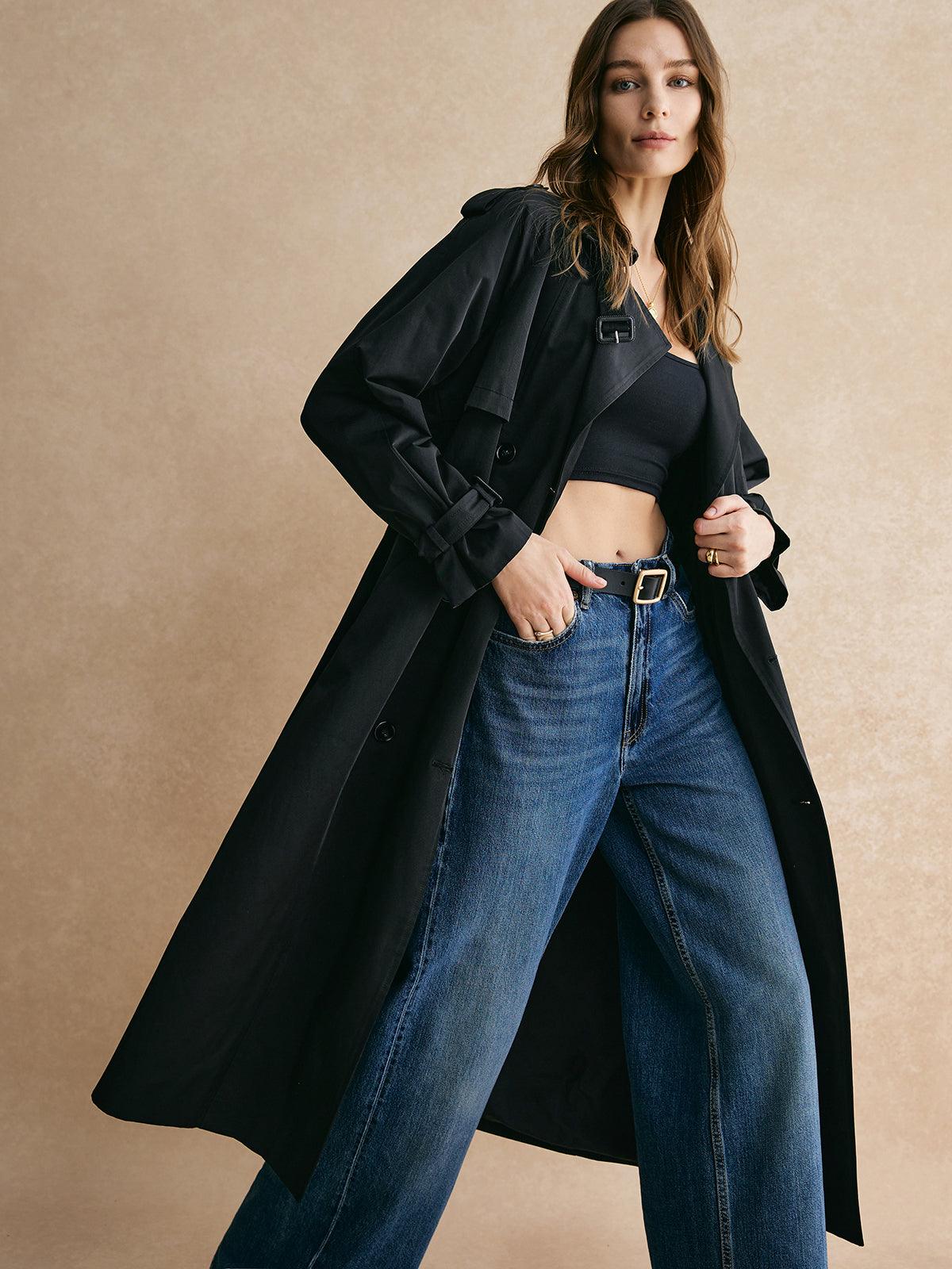 Lång casual kappa med fickor