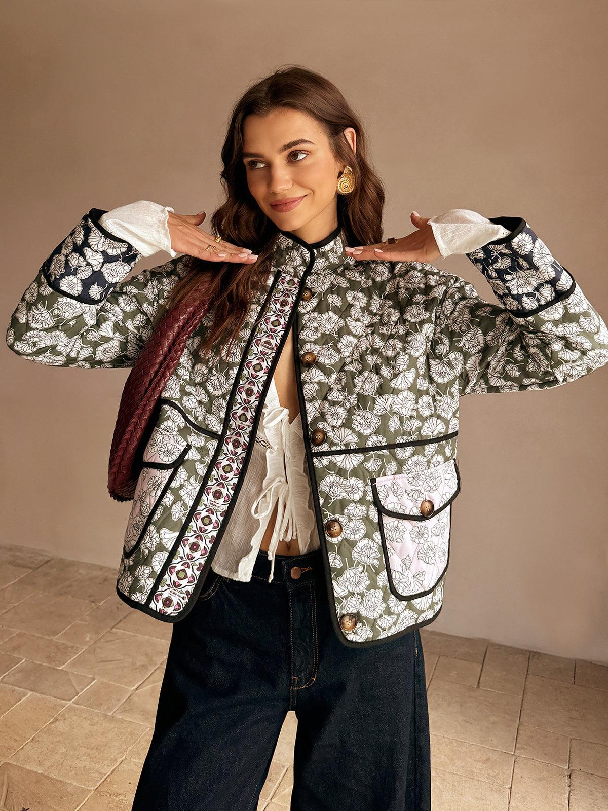 Palton de Iarnă cu Buzunare Flap Boheme