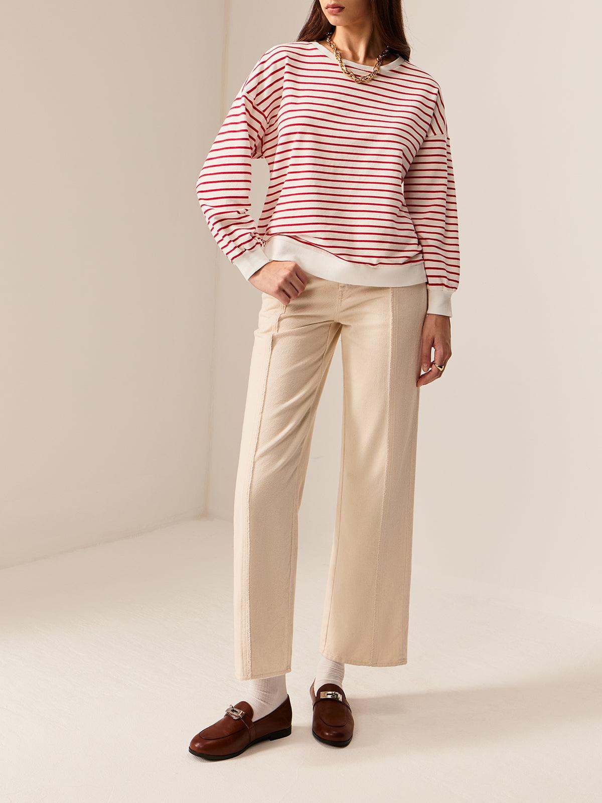 Sweatshirt med Ränder och Kontrastdetaljer