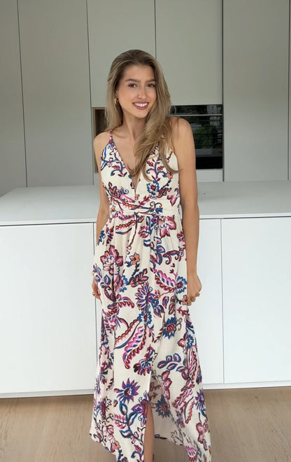 MAXI KLÄNNING MED ROSA BLUMMAR