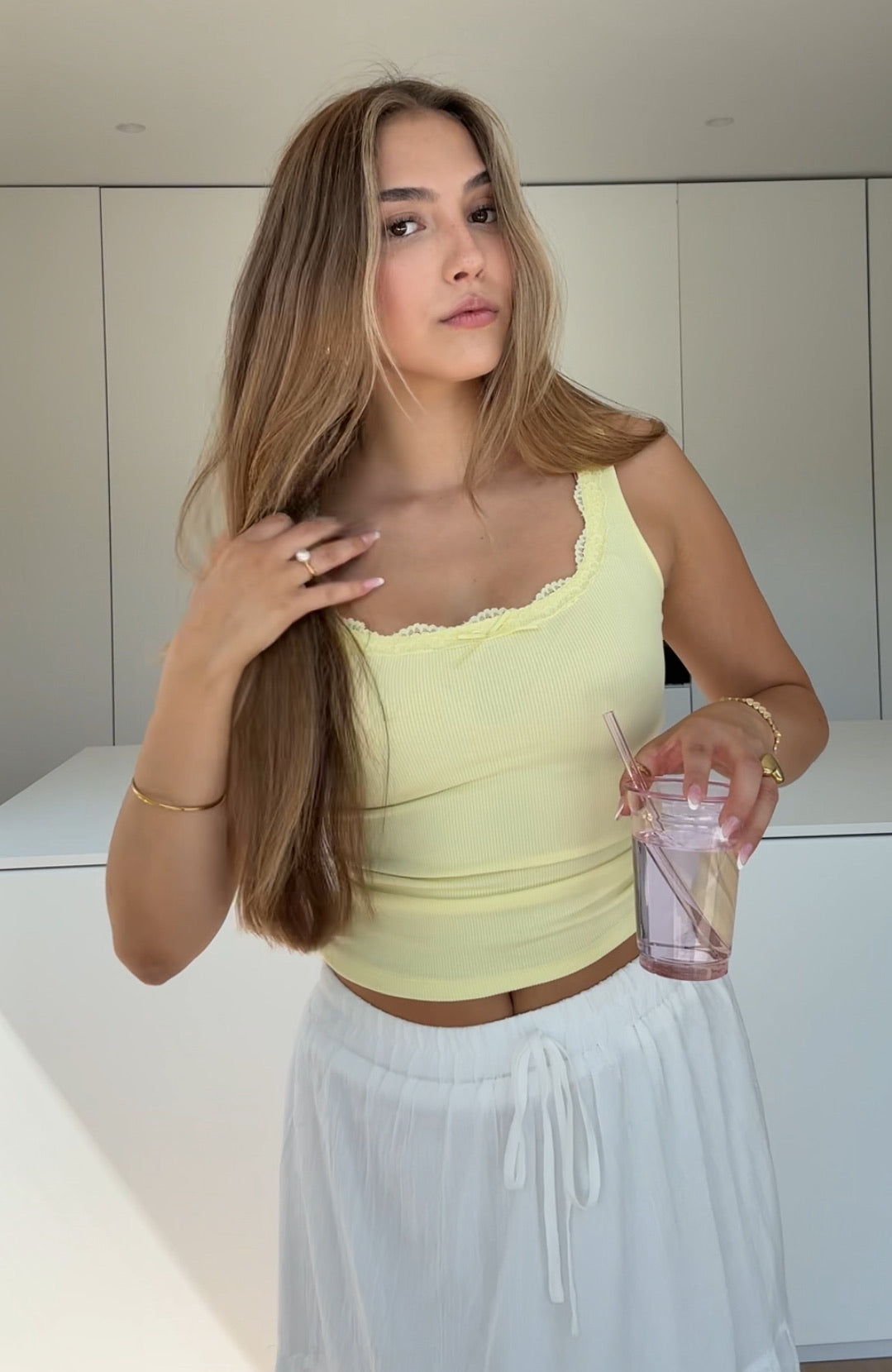 TOP DANTELĂ BASIC CITRON