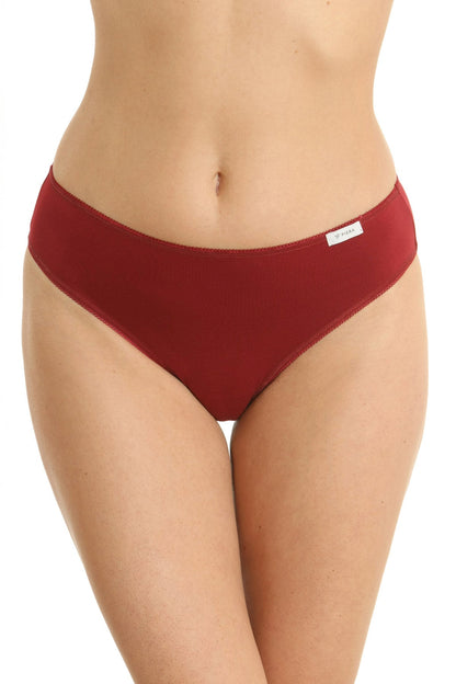 Set med 3 klassiska trosor i bomull CAMI S0837 vinröd