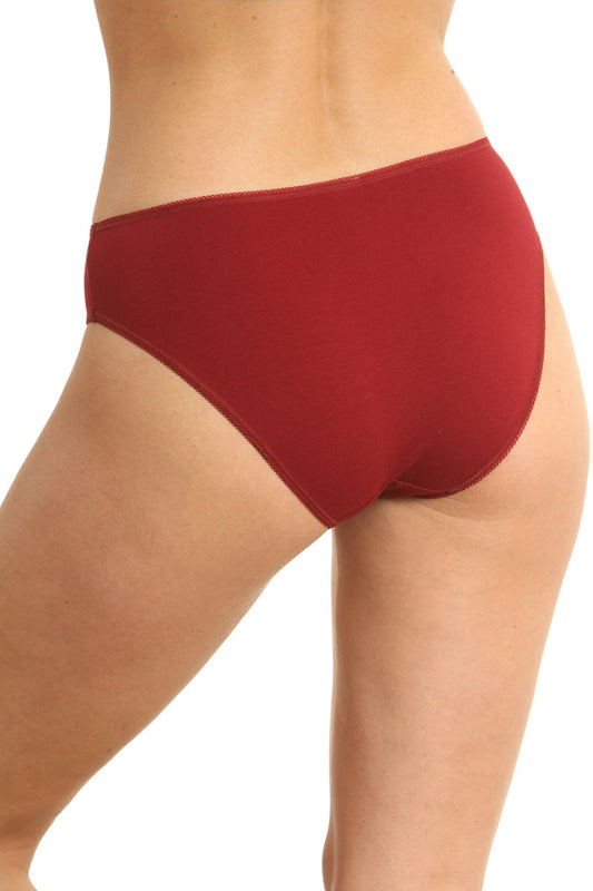 Set med 3 klassiska trosor i bomull CAMI S0837 vinröd