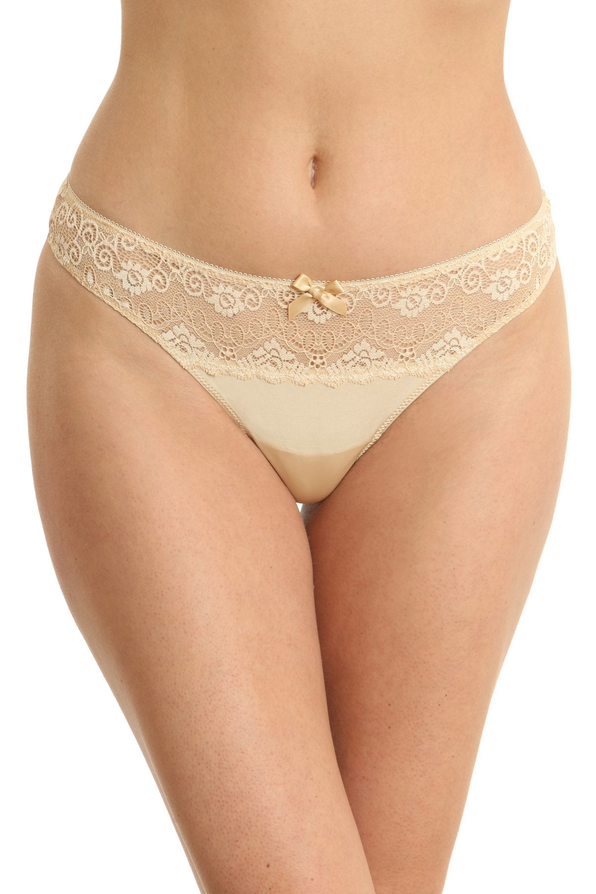 Tanga i mikrofiber och spets CATRINA S1584O beige