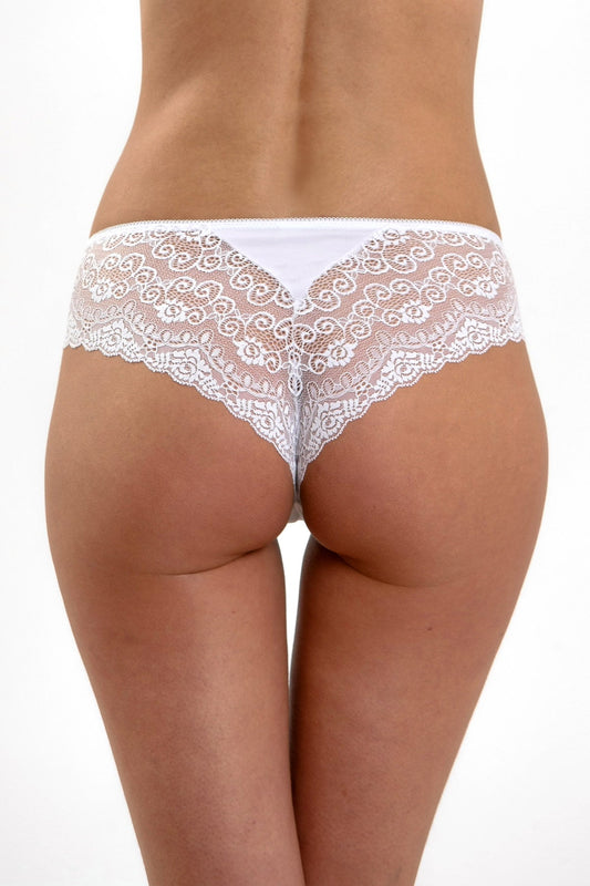 Braziliansk trosa i mikrofiber och spets CATRINA S0487N vit