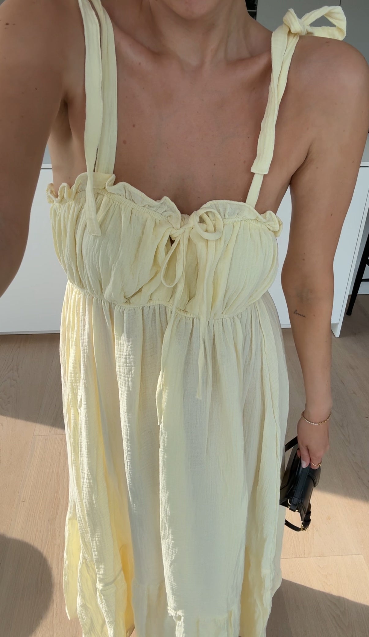 MAXI WAFLEKLÄNNING MED CITRONOLJA