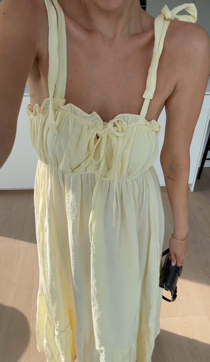 MAXI WAFLEKLÄNNING MED CITRONOLJA