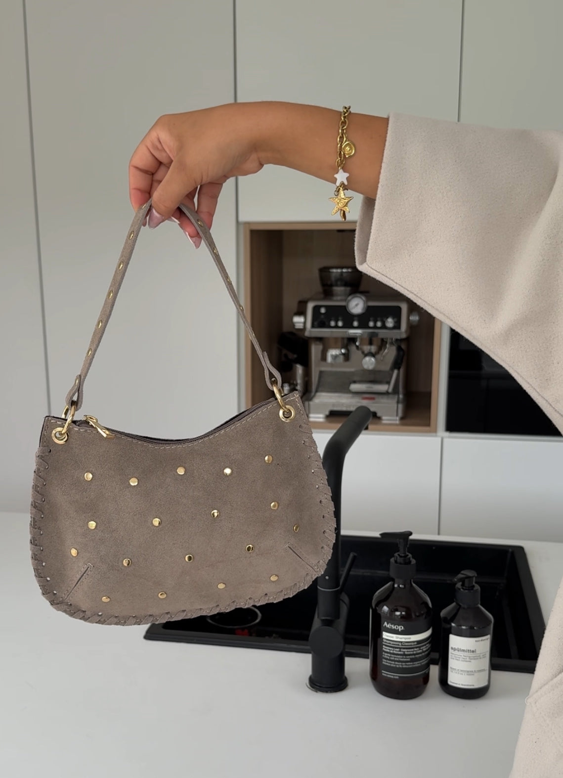 GEANTĂ DIN SUEDE TAUPE
