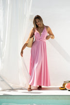 ROCHIE MAXI ÎNTORTOȘATĂ PINK CIREȘ