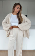 CARDIGAN CLASIC PUFOASĂ VANILIE