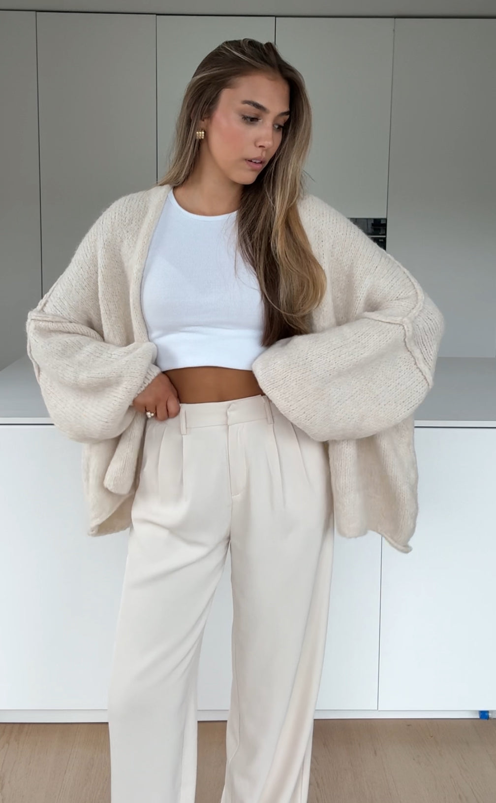 CARDIGAN CLASIC PUFOASĂ VANILIE