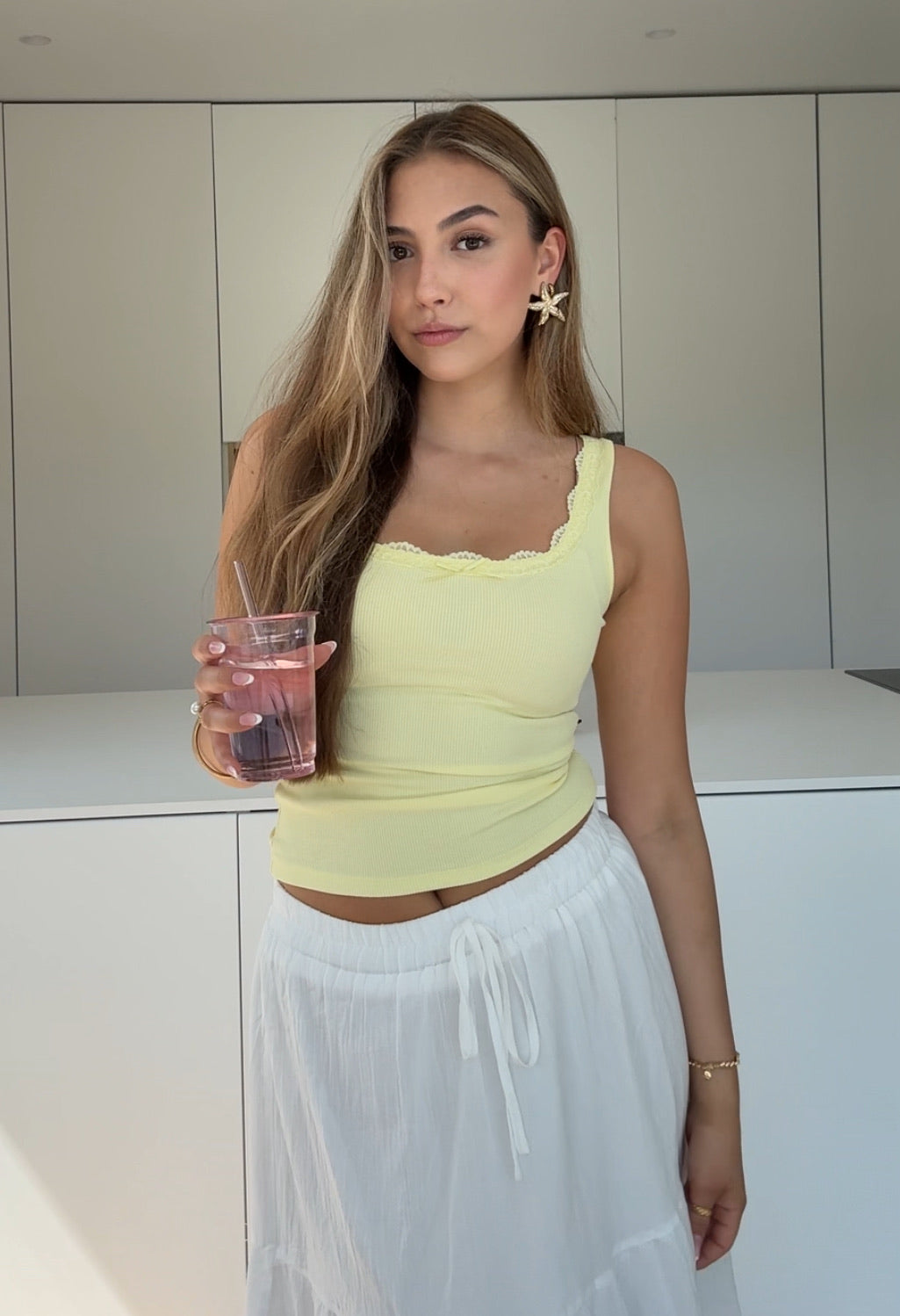 TOP DANTELĂ BASIC CITRON