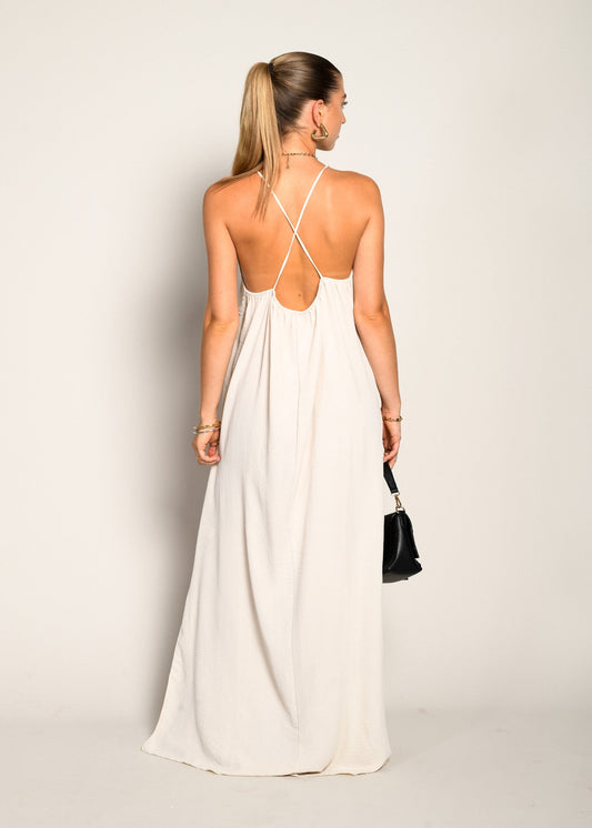 MAXI KLÄNNING I BEIGE