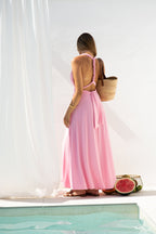 ROCHIE MAXI ÎNTORTOȘATĂ PINK CIREȘ