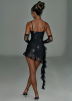 Eliza | Rochie mini cu sclipici și mâneci detașabile
