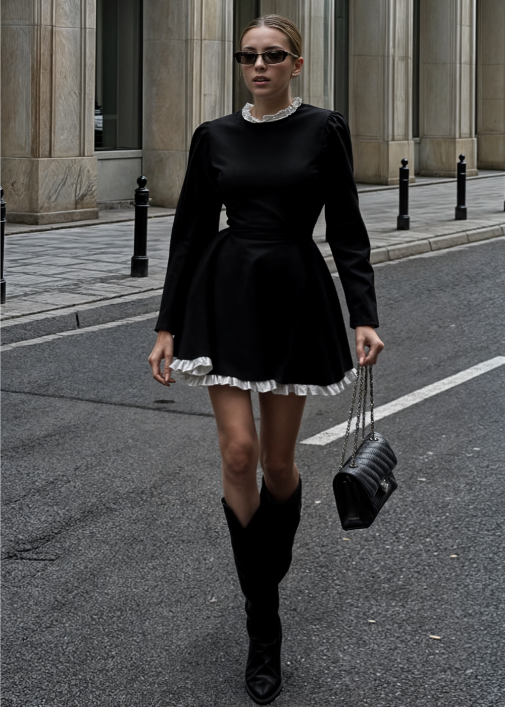 Everly | Rochie mini din dantelă cu talie înaltă