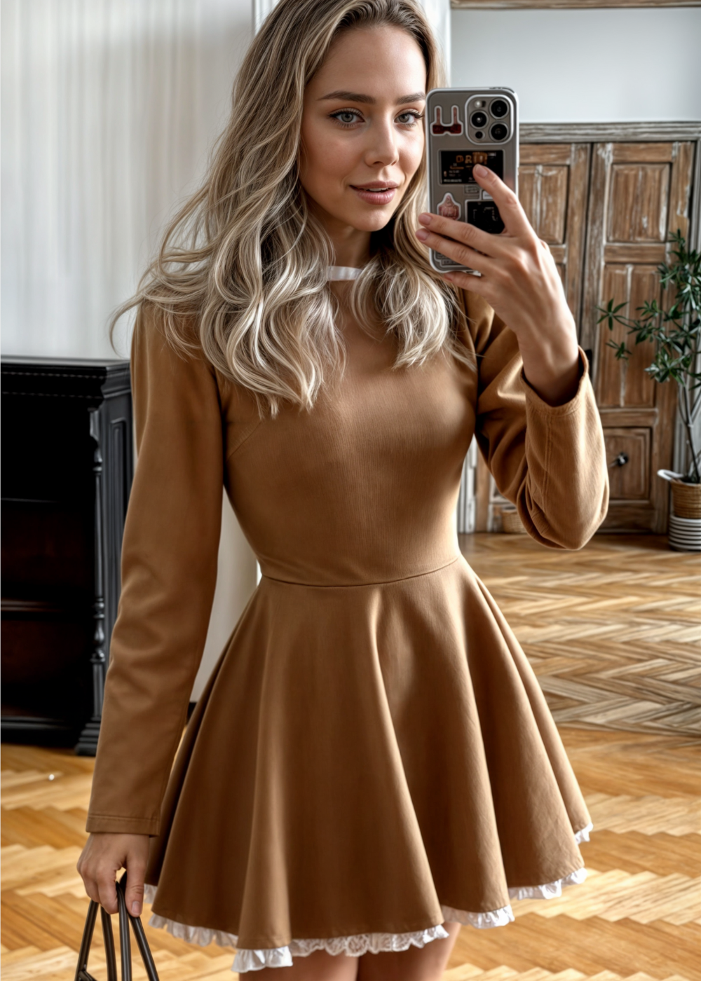 Everly | Rochie mini din dantelă cu talie înaltă