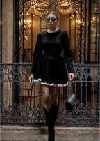 Everly | Rochie mini din dantelă cu talie înaltă