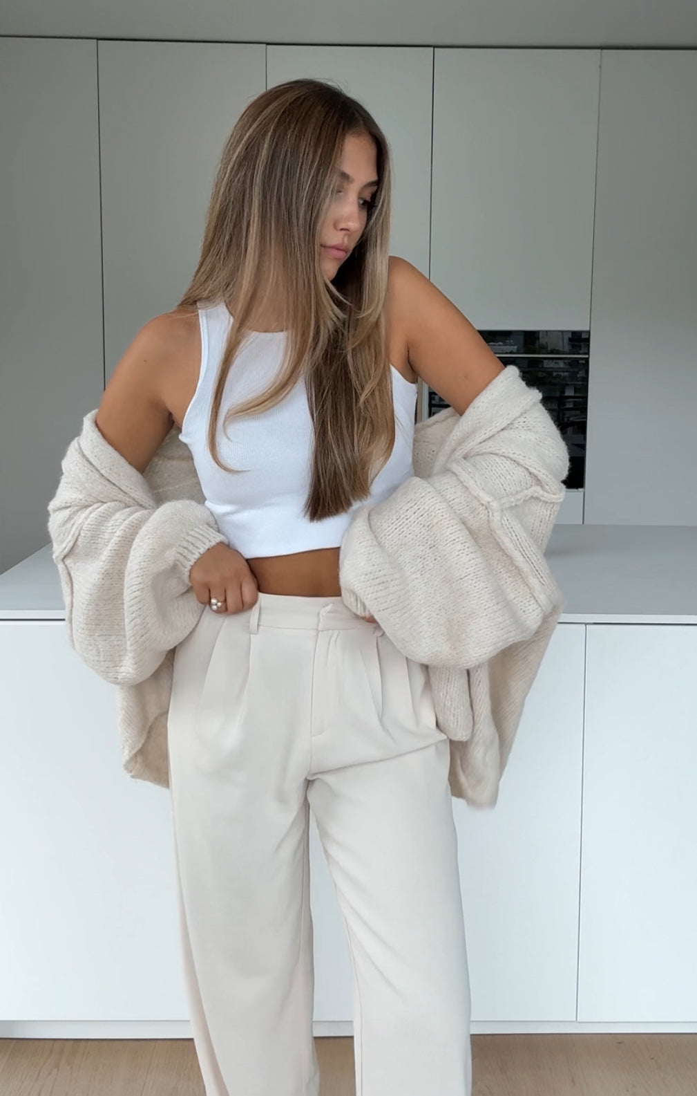 CARDIGAN CLASIC PUFOASĂ VANILIE