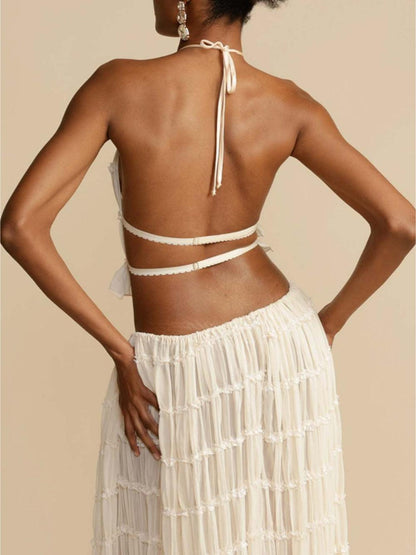 Maxikjol med Plissering och Snörning i Midjan