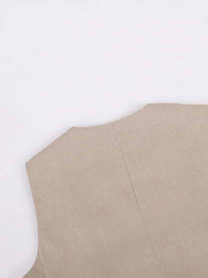 Breda byxor i bomull och lin, med veck, med klassisk V-ringning