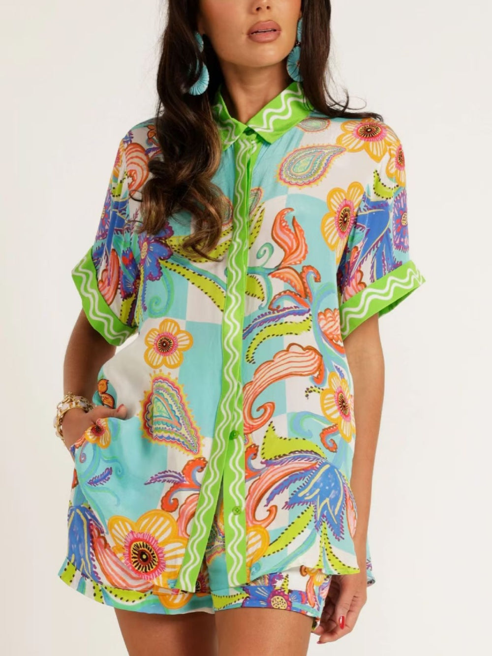 Set med skjorta och shorts i casual chic