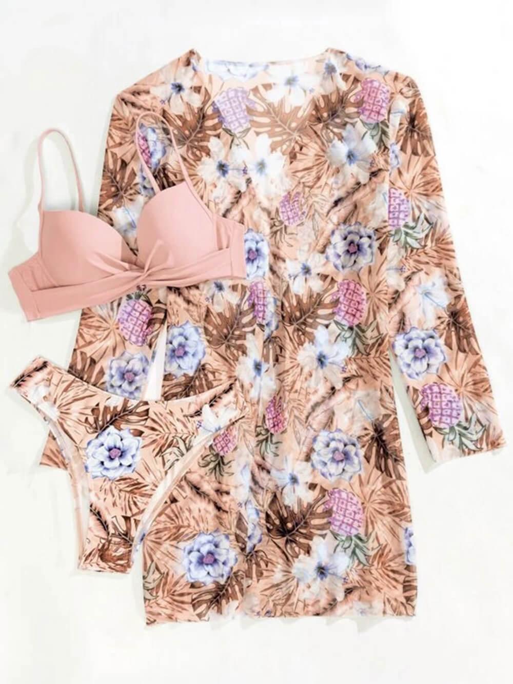 Costum de baie imprimat, set trei piese