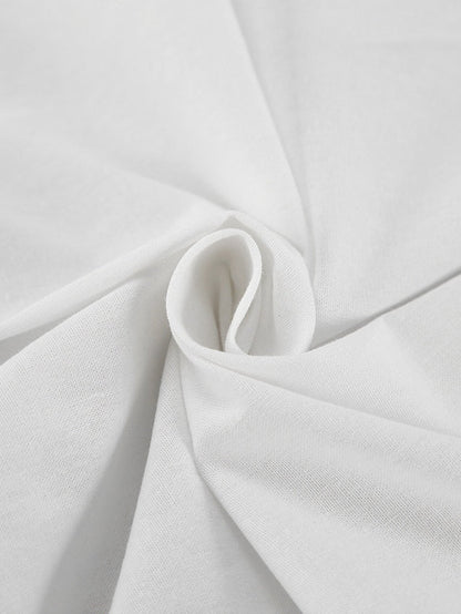 Skjorta och Shorts i Bomull och Lin i Kontrast Vitt och Svart, Set med Två Delar