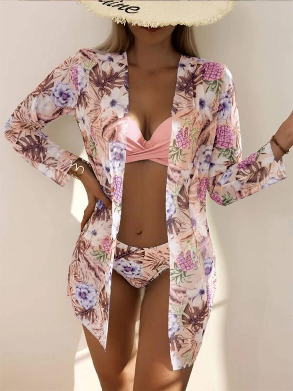 Costum de baie imprimat, set trei piese